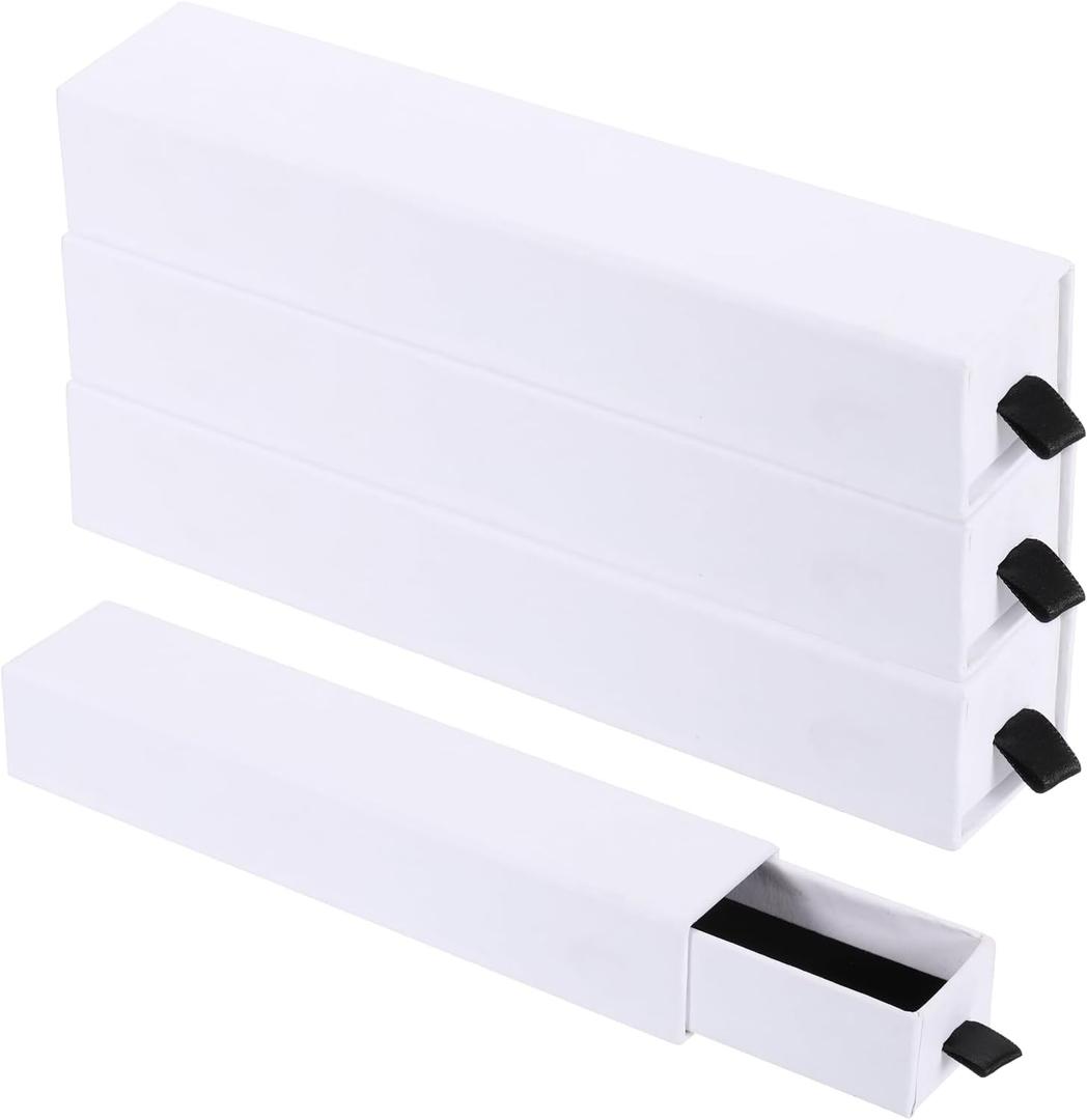 uxcell 4 Pack Cardboard Jewelry Gift Box, 8.3 x 1.8 Inch Long Necklaces Pendants Bracelets Jewelry Display Boxes for Wedding, Proposal, Birthdays and Anniversary (White)
