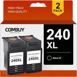 PG-240 XL 240XL Black Ink Cartridge Replacement for Canon 240XL 240XL PG-240XL PG240 Use for Canon MG3620 MG3600 TS5120 TS5100 MG2120 MG3520 MX452 MX512 MX472 MG2220 Printer (Black, 2 Pack)