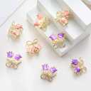 2 x Mini Hair Jaw Clips 12Pcs Sparkling Metal Flower Barrettes Non-Slip Metal Sparkly for Teens and Women Cute Hair Accessories (Pink)