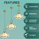 ZHENYANGLOW 11.81 Modern Boho Pendant Light Vintage Farmhouse White Fabric Pendant Light Fixtures Adjustable Rod Hand Woven Pendant Lights for Kitchen Island, Dining Room, Bedroom, Hallway, Entryway