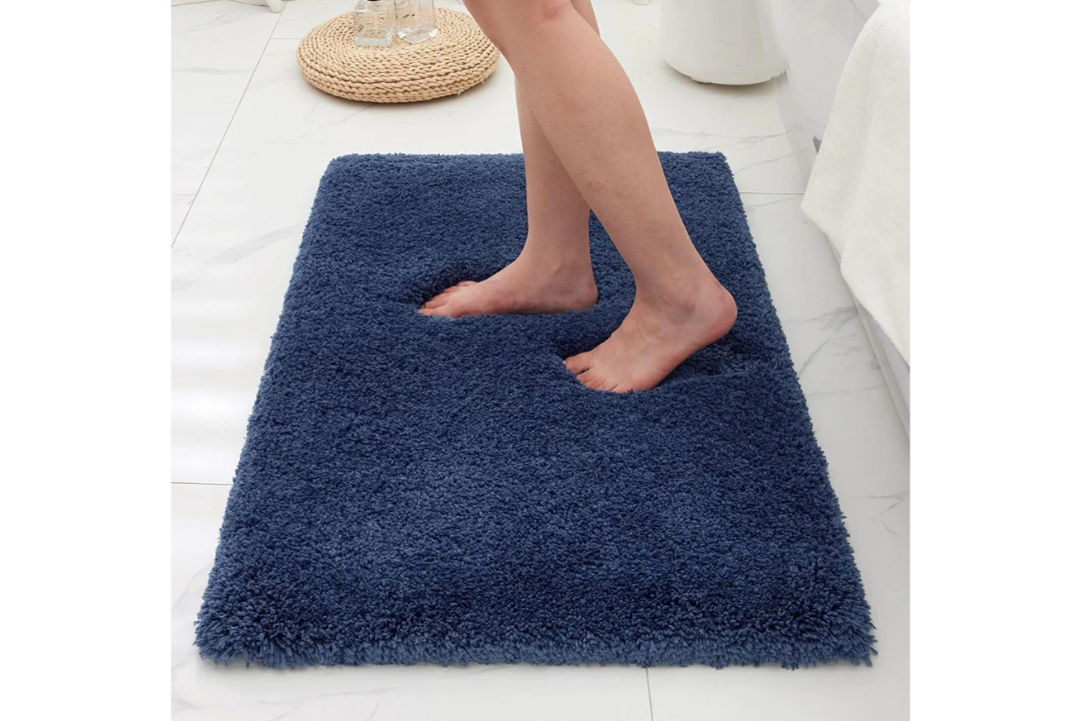 Bathroom Rugs Non Slip Washable, Ultra Soft Thick Shaggy Absorbent Bath Mats, High Density Foam Latex Non Slip Backing Bath Rugs, Microfiber Bath Mats for Bathroom Floor&Sink,24x17,Navy Blue