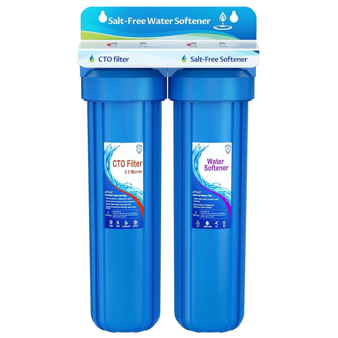 Whole House Salt Free Water Softener, Prevent Water Scale, Salt-Free Water Filter System, Salt-Free Water Softener Alternative, Without Salt and No Waste Water, Protect Appliances, 1" FNPT