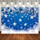 7x5ft Blue Christmas Backdrop Merry Xmas Winter Snowflake Photography Background Winter Birthday Party Baby Shower Backdrop X-321