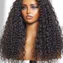 LUVME HAIR All-Day Comfort Water Wave 5X5 Lace Front Wigs Human Hair Curly Hair glueless wigs human hair pre plucked pre cut long black wig lace closure wigs frontal wigs human hair (18 Inch)
