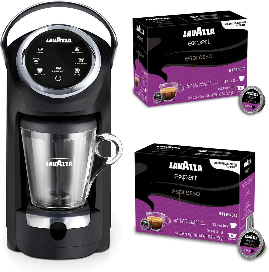 Lavazza Classy Plus Coffee Maker 72 Count Intenso Espresso Capsules Dual Brew Espresso & Lungo Machine Compatible Expert Capsules