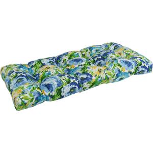 Blazing Needles Outdoor Tufted Loveseat Cushion, 42" x 19", Lesandra Sunblue