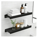 12 inch Metal Floating Shelves for Wall, Small Shelves Wall Mounted with Lip for Storage No Wobble, Heavy Duty Wall Shelves for Bathroom/Kitchen/Bedroom/Small Spaces, Black 12X 4.5X2, Set of 2