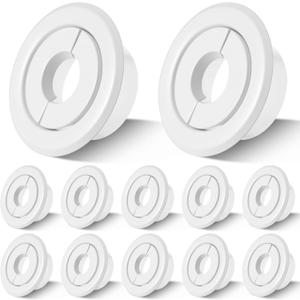 Shimeyao 12 Pcs Retrofit Recessed Fire Sprinkler Escutcheon 1/2" Ips Split 3 Piece 3/4" Adjustment Sprinkler Head Cover Plate Trim Ring for Fire Trim Ceiling (White)