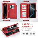 for iPhone 16 Pro Max Wallet Case,Fashionable Faux Leather Wallet Handbag Phone Case,Stylish Crossbody Protection with Card Slots & Anti-Slip Design(Red)