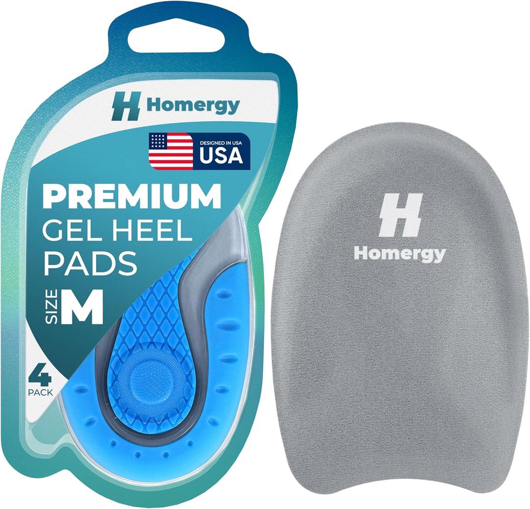 Orthopedic Heel Cups, 4 Pack, for Heel Pain Relief, Plantar Fasciitis, Bone Spurs, Pain Relief Protectors of Sore or Bruised Feet, Foot Relief Support, Comfort Cushion Insoles for Women/Men (2 Pairs Blue Nova)