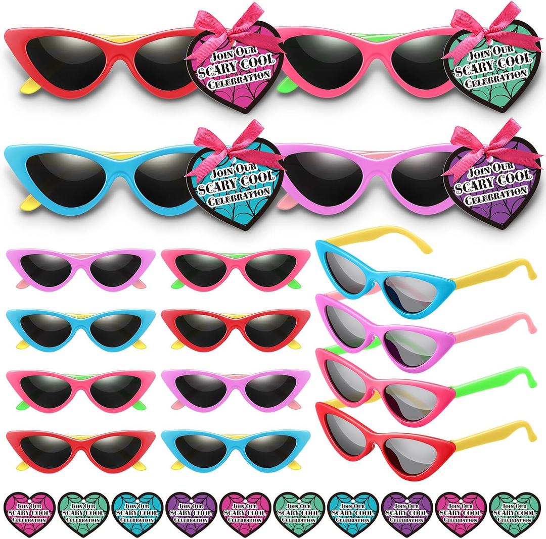 Kingdder 16 Pack Kpop Party Favors Cat Eye Sunglasses for Y2k Fans Women Kpop Star Birthday Party Favors 50s Cosplay Supplies