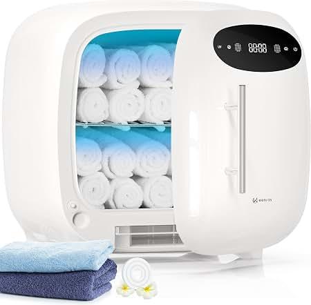 Keenray Hot Towel Warmer Cabinet, Professional Spa Towel Warmer with Digital Screen, Adjustable Timer and Delay, Customized Fragrance, Heat Dry & Wet Towels for Spa, Salon, Home 14 L Snow White
