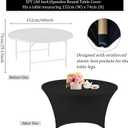 Fivenl 4 Pack 5FT Round Spandex Tablecloth, 60 Inch Black, Stretchable Table Cover, Washable and Wrinkle Resistant, Fitted Round Table for Wedding, Banquet, Birthday, Party, Restaurant