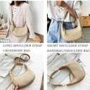 Straw Beach Shoulder Bags for Women Cute Small Crescent Tote Mini Clutch Purse Underarm Vacation Handbag Summer Straw Purse