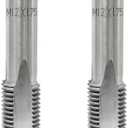 2Pcs M12x1.75 Tap, M12 1.75mm Metric Right Hand Thread Tap, M12 X 1.75mm High-Speed Steel Thread Milling Tap Suitable for Various Metals, M12 Tap Diameter 12mm, Pitch 1.75mm