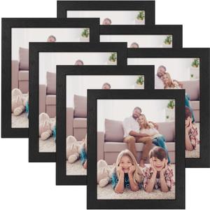 PETAFLOP Picture Frames 8 by 10 7 Pack, Black 8x10 Photo Frames Set for Wall Tabletop Horizontally or Vertically Display