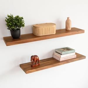 Floating Shelves for Wall, Premium 36-inch Solid Walnut Wood, Set of 2, 36" x 8" x 1.37"
