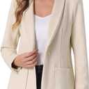 Allegra K Faux Suede Blazer for Women's Lapel Collar One Button Dressy Suit Jacket (X-Small,Beige)