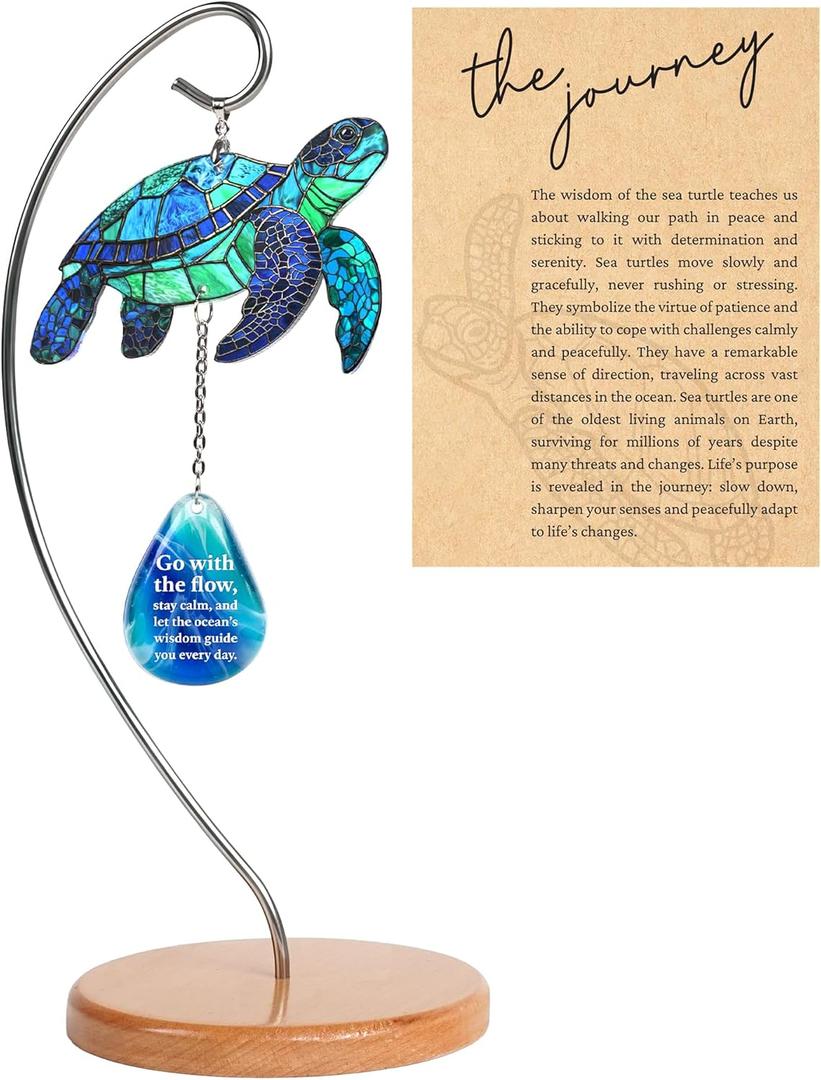 Sea Turtle Acrylic Suncatcher Ornament Hanging Display Stand for Table Top Decor, Sea Turtle Gifts for Women, Beach Gifts for Women, Christmas Stocking Stuffers Ideas (Display Stand)