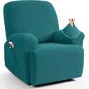TAOCOCO Recliner Cover 4-Pieces, Recliner Stretch Sofa Slipcover, Recliner Cover 1 Seat, Couch Protector Soft, Furniture Protector Covers with Elastic,Chair Covers Jacquard Pattern (Peacock Blue)