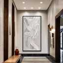 Large Framed Abstract Wall Art 24x48 Inch Grey Textured Canvas Wall Decor