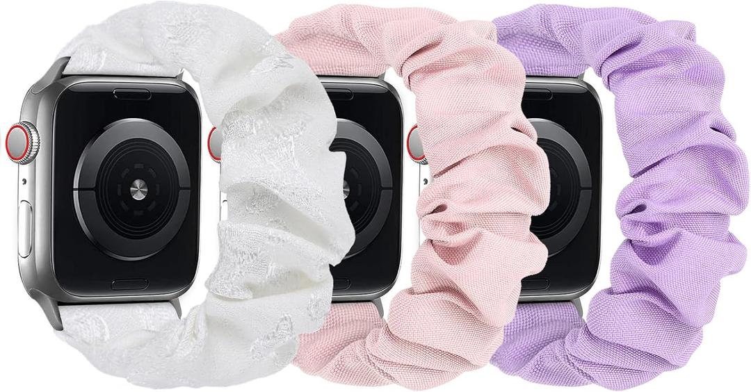 Scrunchie Bands Compatible with Kids Apple Watch Band, Cute Stretchy Breathable Strap for iWatch Series 10 9 8 7 6 5 4 3 SE SE2 SE3 Small Wrists Boys Girls
