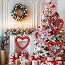 4 Pcs 9 Inch Valentines Day Ornaments for Tree, Red/Pink Valentines Day Tree Decorations Heart Ornaments for Valentine Tree Christmas Tree Wedding Anniversary Home