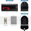 BlissBoard Black Metal Mailbox, Galvanized Steel Outside Mailboxes, Standard Medium Capacity, 20 x 8.7 x 6.7 Inches