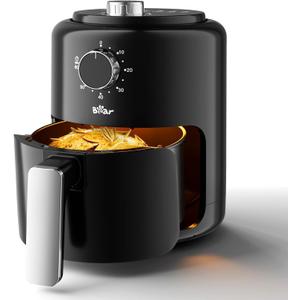 Bear Small Air Fryer 2.1 QT, Mini Airfryer Adjustable Time&Temp Control, Ideal for 1-2 People Quick Healthy Meals Snack in Minutes, Compact Size Space-Saving with Nonstick Basket