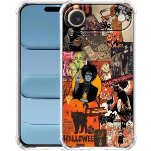 Halloween Pumpkin Case for iPhone Air,Horror Elements Skull Witch Collage,Cool Trendy Soft TPU Bumper Case for iPhone 17 Air