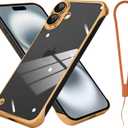 Frameless Phone case Compatible with iPhone 16 Case Transparent Electroplated Golden Frameless Design with Camera Lens Protection case