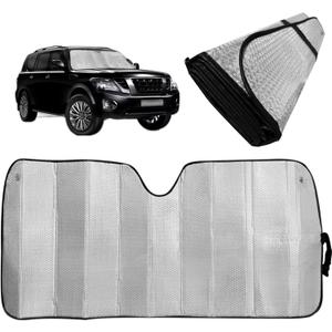Car Windshield Sunshade-Thicken 5-Layer Bubble Block Heat and Sun UV Rays, Front Windshield Sun Shade- Keeps Your Vehicle Cool - 58 x 27.5 Inch  (New Silver)