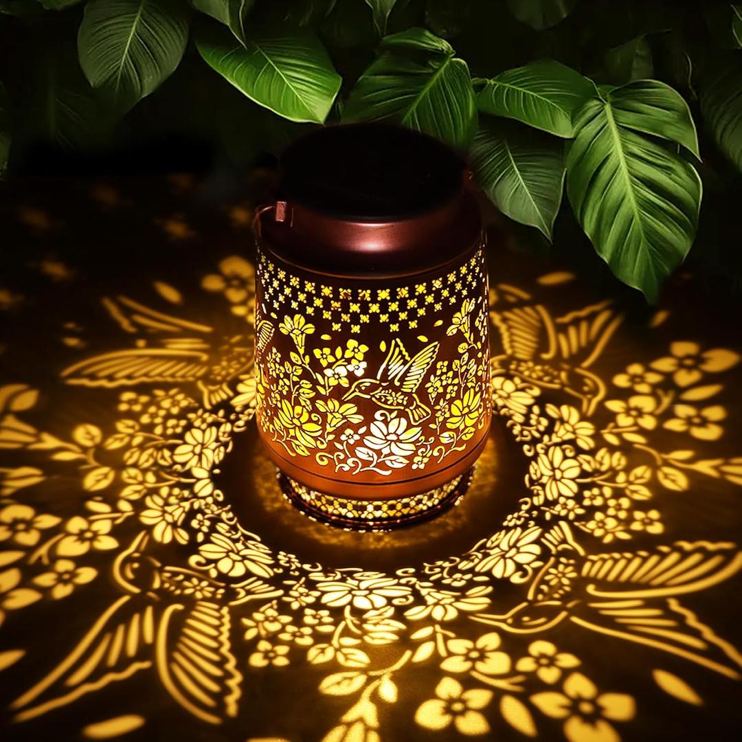 Mothers Day Gifts for Mom, Solar Lanterns Outdoor Waterproof Hummingbird Garden Decor Birthday Gifts for Women Mom Grandma Sister Solar Lights Outside Decorations for Backyard, Patio, Porch