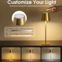 UME 3 Pack Cordless Table Lamp, Battery Operated Lamp - Portable Waterproof Rechargeable Table Lamp w/ 3 Color Temps & Stepless Dimming for Dinner, Desk, Cafe, Outdoor (Brushed Gold)