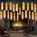 100Pc Floating Wizards Postcards Candle Card Magical Wizards Floating Acceptance Double Sided Letter Cards,Candle Style,197 FT Transparent Nylon String for Hanging,for Home Party Decoration