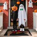 Halloween Door Mat, Halloween Doormat Outdoor Front Door Entrance Absorbent Entry Mat with Non Slip Backing, 17''x30'', Skeleton Black