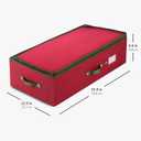 ZOBER Underbed Christmas Ornament Storage Box - Stores 64 3" Ornaments, With Dividers - Tear Proof 600D Oxford Fabric, Ornament Organizer Storage Box, Durable Christmas Containers Holder - Red