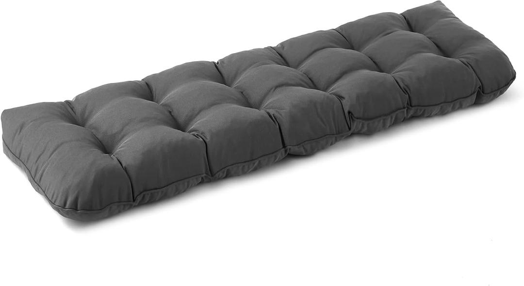 IPYNBAP Outdoor Bench Cushion, 59x18x5 Inch, Waterproof Bench Cushion for Outdoor/Indoor Furniture, Tufted Patio Bench Seat Cushion, Fade Resistant Outdoor Cushions for Porch Swing Couch, Dark Grey
