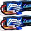 Zeee 3S Lipo Battery 7200mAh 11.1V 80C Hard Case RC Lipo with EC5 Connector for 1/5 1/8 1/10 RC Car Boat Truck Heli Airplane UAV Drone FPV Racing Models(2 Packs)