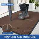 Front Door Mat, 5' x 3' Heavy Duty Indoor Outdoor Door Mat Entrance, Commercial Welcome Mats, Stain and Fade Resistant, Durable Rubber Backing, Low Profile Entry Mat for Patio, Brown Stripe