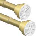2Pack Gold Tension Curtain Rods 31-63 Inches,Spring Loaded Curtain Rods No Drilling for Window,Adjustable Shower Rod for Bathroom,Closet