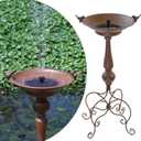 15.4" W*31.5" H Solar Fountain Bird Bath with Metal Stake, Vintage Metal Bird Baths for Outdoors, Garden Lawn Yard Decor