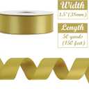 HUIHUANG Gold Satin Ribbon 1-1/2 inch x 50 Yards Dijon Gold Double-Faced Satin Ribbon for Gift Wrapping, Bows, Flower Bouquet, Crafts, Bridal Shower Wedding Decor, Christmas Tree