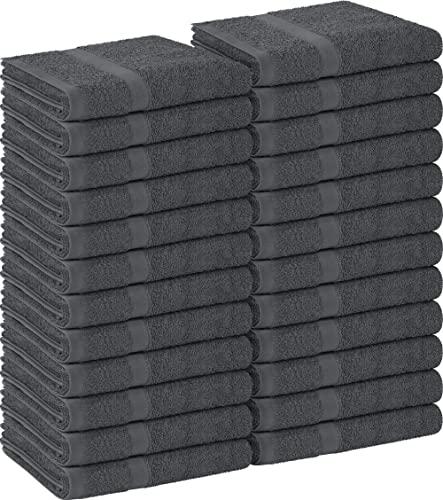 Utopia Towels, Salon Towel, Pack of 24, Not Bleach Proof, 16 by 27 Inches, Highly Absorbent Cotton Towels for Hand, Gym, Beauty, Spa, and Home Hair Care, Grey