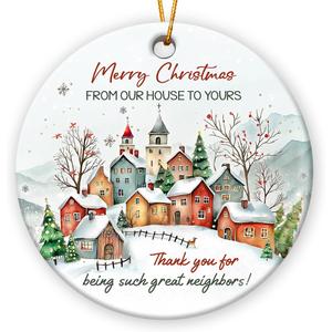 Neighbor Christmas Ornament 2025 - Grateful Neighbor Gifts for Neighbors, Friends, Women, Men, Holiday Thank You Gifts for Neighbors, Ceramic Ornament for Christmas Tree Decorations