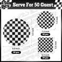 150PCS Race Car Birthday Party Decorations - Black and White Checkered Plates and Napkins for 50 Guests, Disposable Tableware Supplies for Birthdays, Game Day, and Racing-Themed Parties