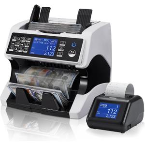 MUNBYN Bank Grade Money Counter Machine Mixed Denomination with External Display+Printer in One, Value Counting, Serial Number, Multi Currency, 2CIS/UV/IR/MG/MT Counterfeit Detection MUNBYN Bank Grade Money Counter Machine Mixed Denomination with External Display+Printer in One, Value Counting, Serial Number, Multi Currency, 2CIS/UV/IR/MG/MT Counterfeit Detection