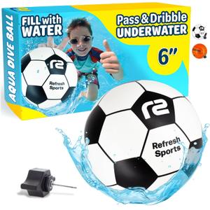 Aqua Dive Pool Ball - Underwater Pool Toys For Kids & Teens - Fun Summer Water Toys & Beach Games for Boys and Girls - Kick, Throw, Pass Underwater - 6" Soccer Ball Gift for 5 6 7 8 9 10+ Year Old