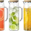 3 Sets Glass Pitcher with Lid, 50 oz / 1500 ml Water Carafe Hot Cold Beverage Water Jar Glass Jug