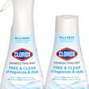 Clorox Free & Clear Disinfecting Mist, Household Essentials, 1 Spray Bottle and 1 Refill, 14 Fl Oz Each